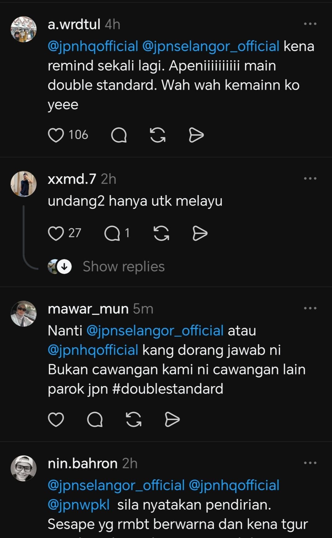 JPN Selangor mengingatkan wanita yang bertudung supaya memakai tudung berwarna gelap, manakala mereka yang tidak bertudung diminta memastikan rambut berwarna hitam ketika mengambil gambar MyKad.