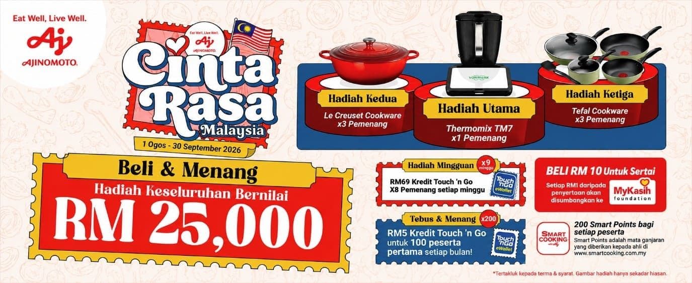Ajinomoto Malaysia turut menjalankan kempen 'Cinta Rasa Malaysia' dari 1 Ogos hingga 30 September ini.